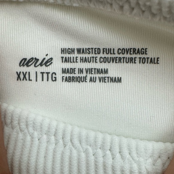 Aerie Ribbed White Full Coverage High Waisted Bikini Bottoms Size XXL - Picture 3 of 7